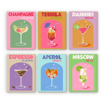 6 Mini Paintings - Sip & Paint Cocktail Set