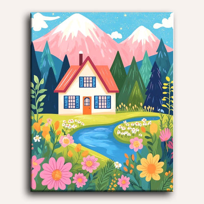 Colorful House in the Forest | Paint by Numbers