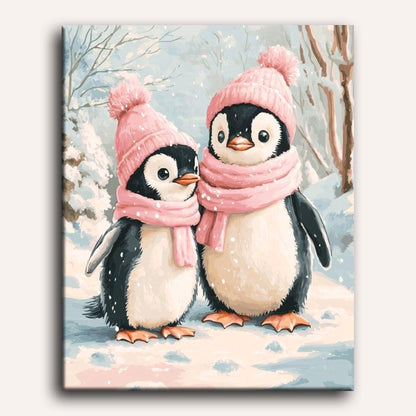 Penguins in the snow | Paint by Numbers