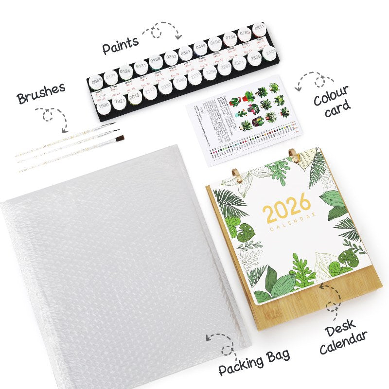 2026 Paint by Numbers desk Calendar | Plants Edition
