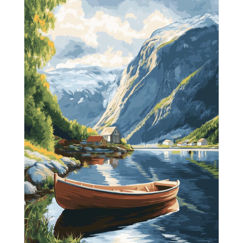 Boat at Geirangerfjord in Norway | Paint by Numbers