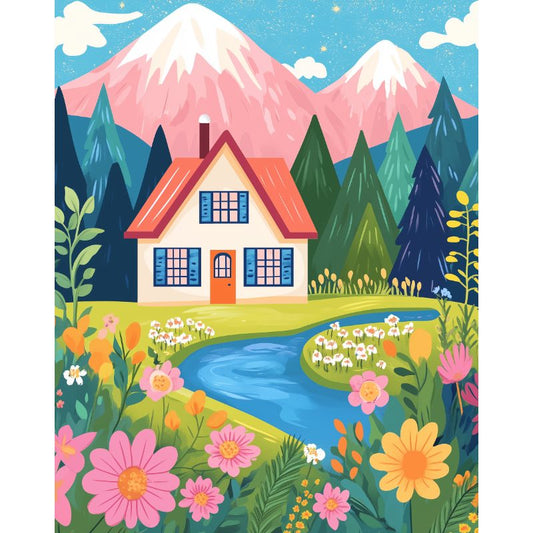 Colorful House in the Forest | Paint by Numbers