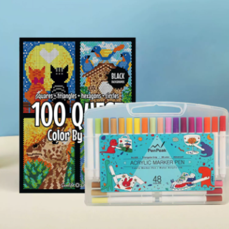 Color by Number Book with 48 markers