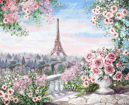 Scenic and Serene Landscape with Pink Trees - Paint by Numbers
