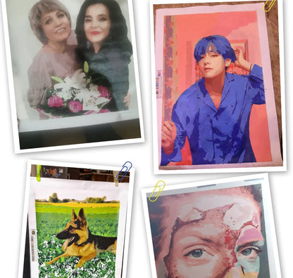 Personalized Photo Paint by Numbers – 24/36 Color Family & Portrait Canvas