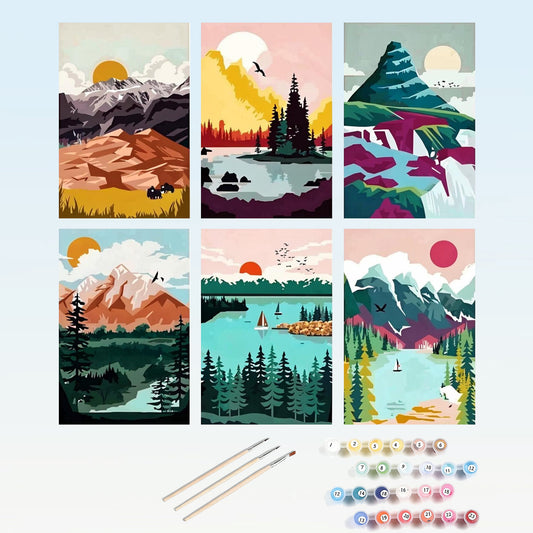 6 Mini Paintings - Colorful Landscapes Set