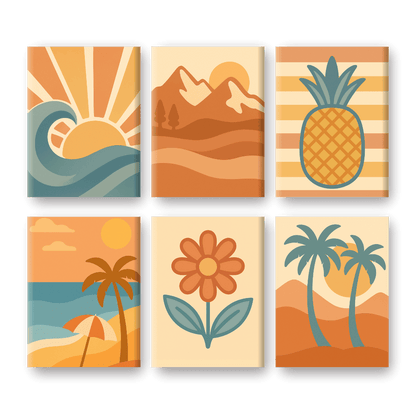 6 Mini Paintings - Retro Summer Set