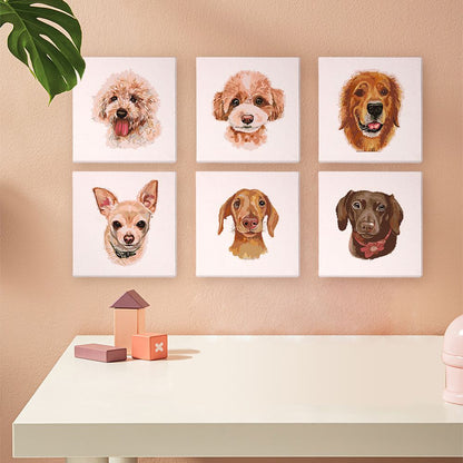 Paint by Numbers - 6 Mini Paintings | Dogs Set