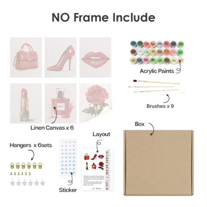 6 Mini Paintings - Red glamour set