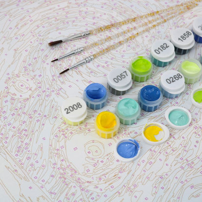 6 Mini Paintings - Colorful Tea Set