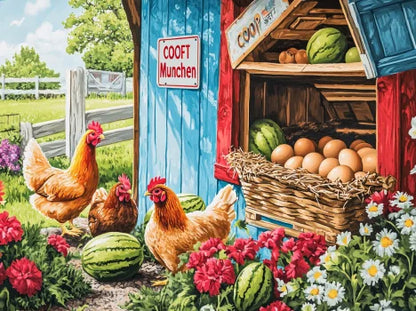 Courtyard and Rural Landscape – DIY Paint by Numbers Wall Art (Customizable by Paint)