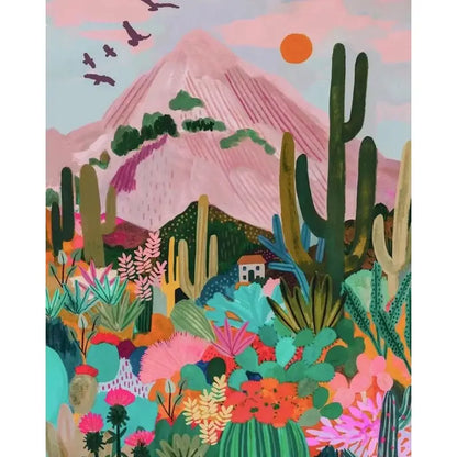 Pink Scenery Landscape Paint-by-Numbers Kit