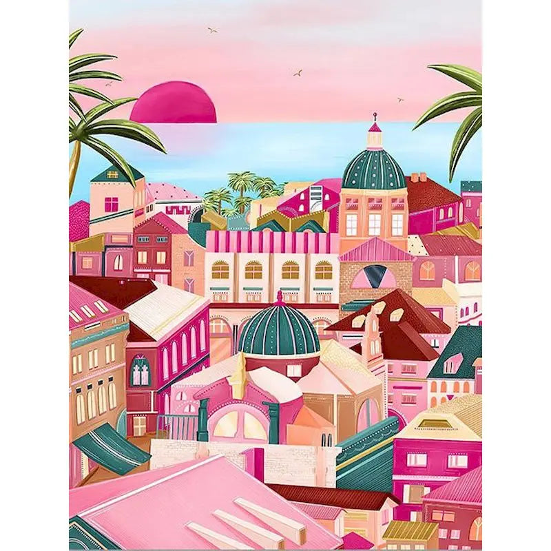Pink Scenery Landscape Paint-by-Numbers Kit