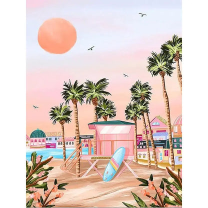 Pink Scenery Landscape Paint-by-Numbers Kit