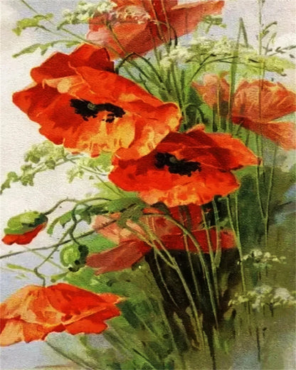 Poppy Flower Wall Art - Oil Painting by Numbers