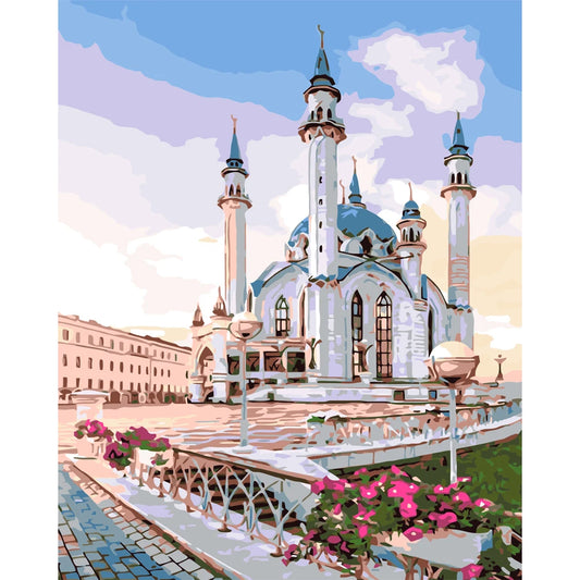Mosque Scene Digital Oil Painting – DIY Canvas Art - Paint by numbers