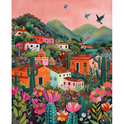 Pink Scenery Landscape Paint-by-Numbers Kit