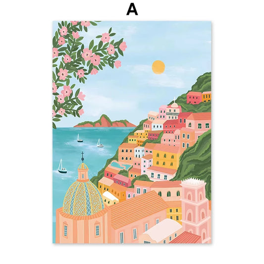 Santorini Lemon & Coffee Flowers &  Landscape - Paint by Numbers