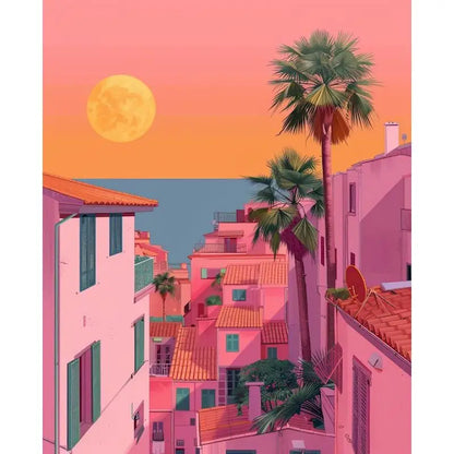 Pink Scenery Landscape Paint-by-Numbers Kit