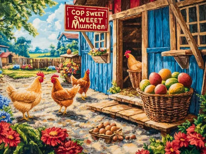 Courtyard and Rural Landscape – DIY Paint by Numbers Wall Art (Customizable by Paint)
