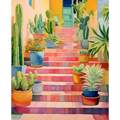 Pink Scenery Landscape Paint-by-Numbers Kit