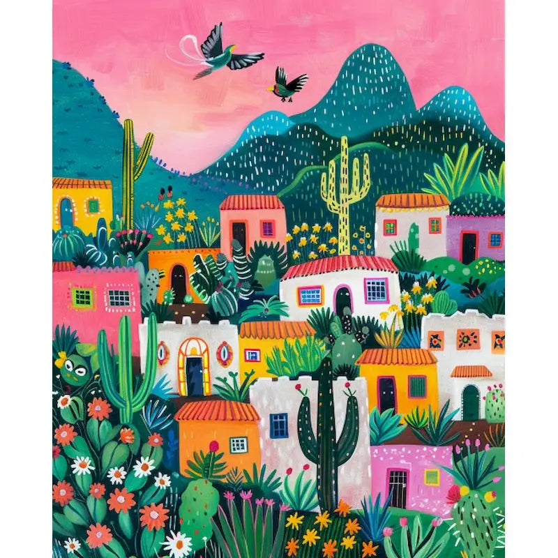 Pink Scenery Landscape Paint-by-Numbers Kit
