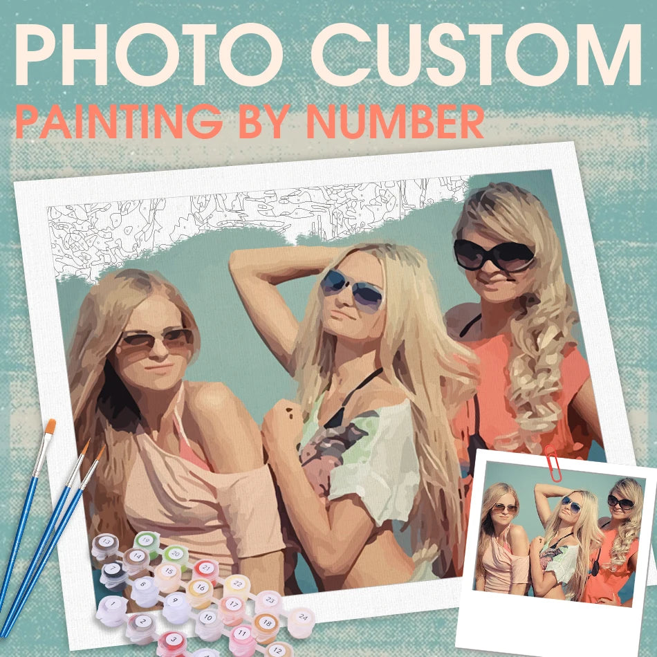 Custom Photo Paint by Numbers – 24-Color DIY Kit