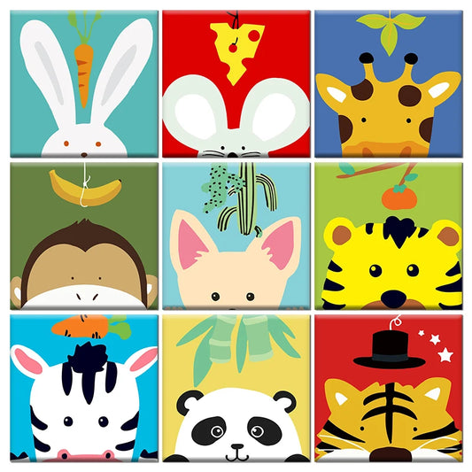 Cute Cartoon Animals - Paint By Numbers For Kids