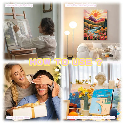 Sunset Landscape, Peaceful Paradise – DIY Framed Paint by Numbers Kit (Customizable by Paint)