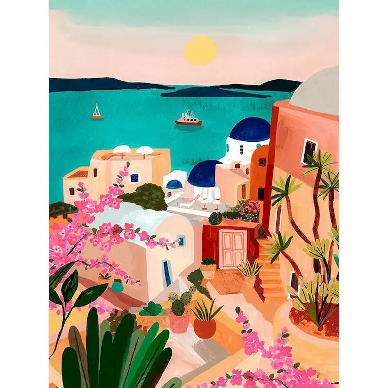 Pink Scenery Landscape Paint-by-Numbers Kit