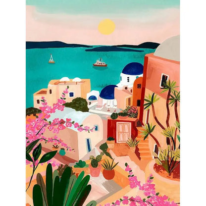Pink Scenery Landscape Paint-by-Numbers Kit