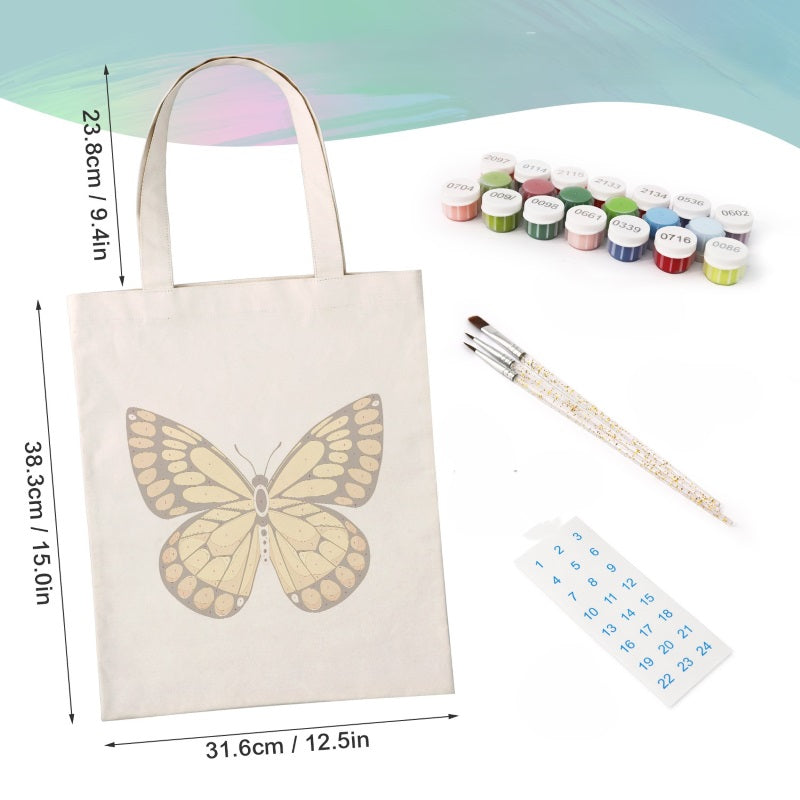 Paint by Numbers Totebag – Butterflies | 4 variants
