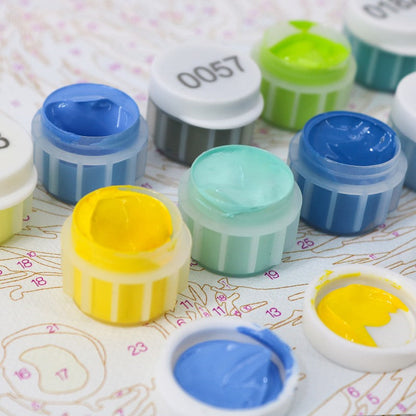 6 Mini Paintings - Colorful Tea Set