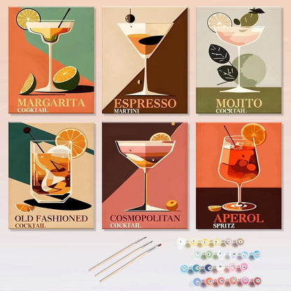 6 Mini Paintings - Drinks Set