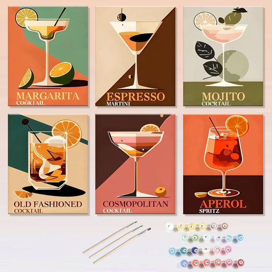 6 Mini Paintings - Drinks Set