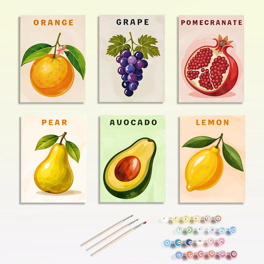 6 Mini Paintings | Fruits Set