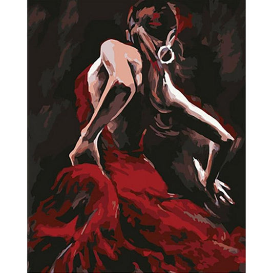 Dancing Woman in Red Dress | Paint by Numbers